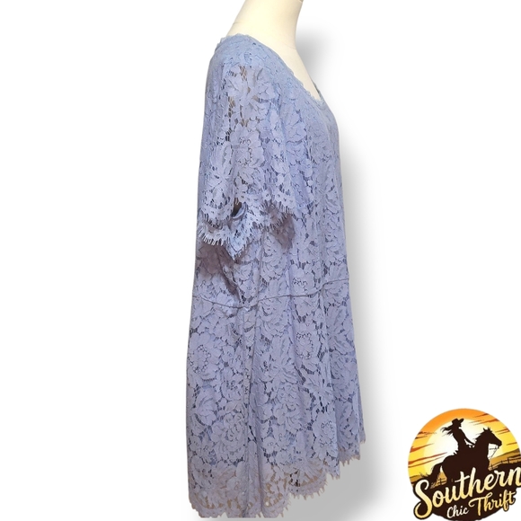 Isaac Mizrahi - 3x Lavender Shortsleeve Lace Blouse - Picture 2 of 5